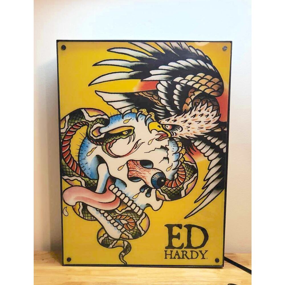 Ed Hardy Light Up Fluorescent Light Box Skull & Eagle (Love Slowly Kills) [RARE]